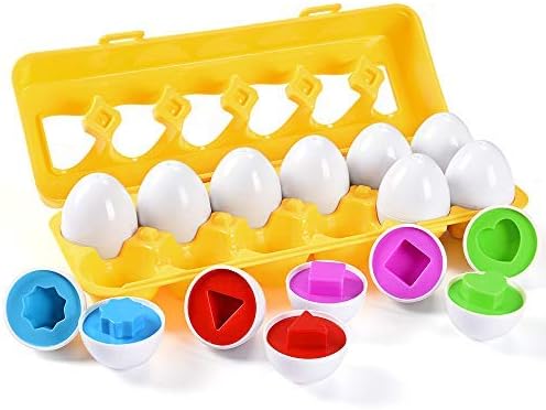 MAGIFIRE Playtime Matching Eggs for Toddlers: 12 Matching Eggs with Coordinated Shapes and Colors, Montessori Toys, 